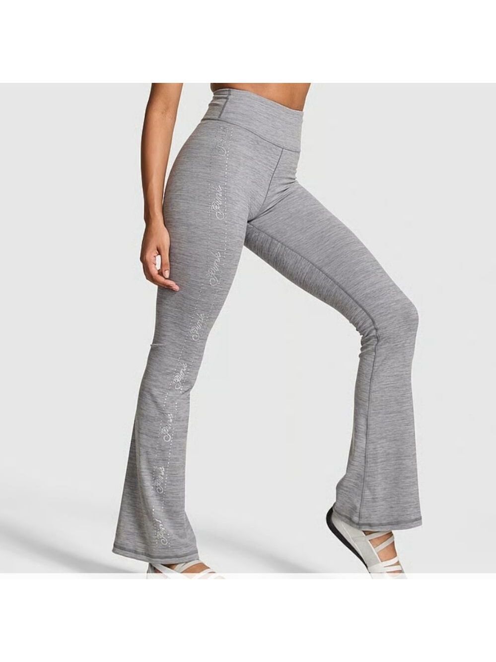 3320 NWT PINK Relay Logo Shine Flare Leggings Sz Small